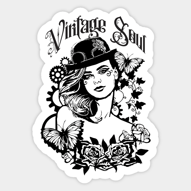 Vintage Soul Steampunk Girl Sticker by TAS Illustrations and More